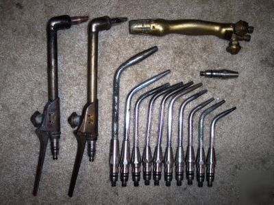 Small lot of oxweld cutting & welding torches & tips