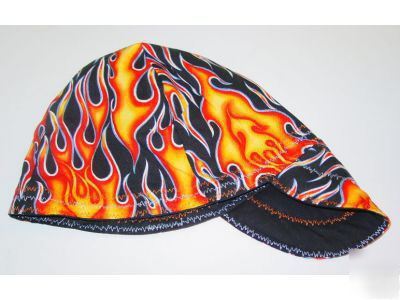 Hot shot fiery flames welding hat 7 1/8