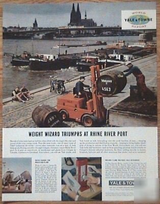 1957 yale & towne lift truck wine cologne germany ad