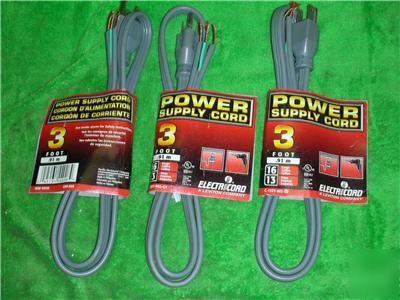 8 pc electricord power supply cord 3 foot electric plug