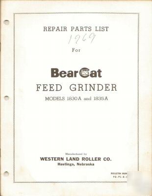 Bearcat repair list/ mdls 1830A & 1835A feed grinder