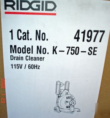 New ridgid k-750 drum machine 42007 100' x 3/4 cable 