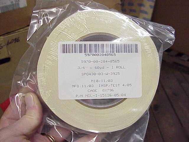 1 lot of 6, cloth/glass electrical tape, 60 yrd rolls