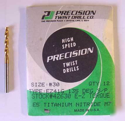 12PCS. precision twist parabolic stub drills #30