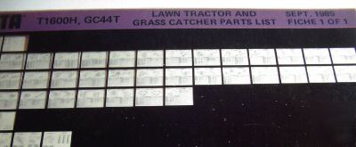 Kubota T1600H lawn tractor parts catalog microfiche