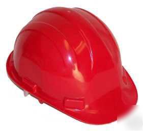 Hard hat hats safety helmet 6 point suspension red