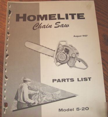 Homelite 5-20 chain saw parts catalog manual