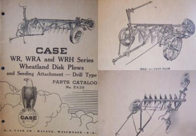 1952 case wra,wrh,wr disk plows original parts manual