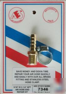5/16 straight male brass barb repair adapter~AES7346