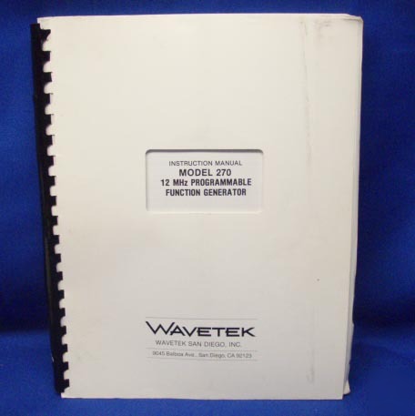 Wavetek model 270 instruction manual w/schematics