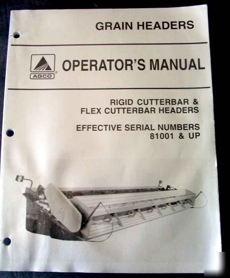 Agco rigid flex cutterbar header operators manual