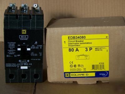 New square d EDB34080 3POLE 80AMP 480V circuit breaker 