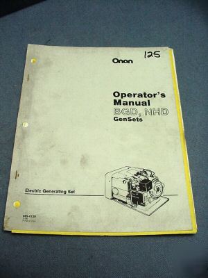 Onan bgh & nhd electric generator operatorâ€™s manual