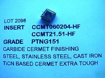 CCMT060202-hf CCMT21.51-hf cermet inserts 2 lots of 10