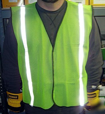 Safety vest green mesh â€“ 1â€ silver tape lot of 10 vests