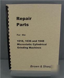 Brown & sharpe microstatic grinder repair parts manual