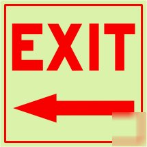Exit sign glow in the dark exit sign with left arrow