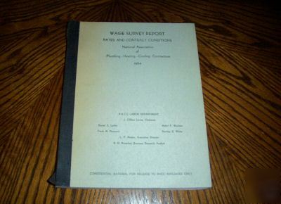 1964 wage survey report phcc labor department, plumbing