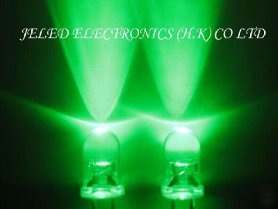 New 100X 5MM pure green led lamp 25,000MCD diy f/ship