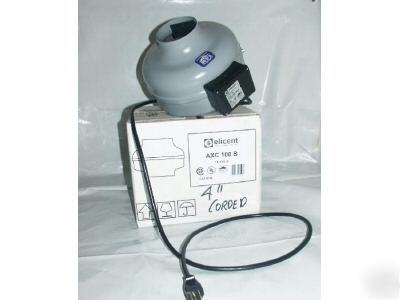  4 inch 152 cfm elicent inline fan w/power cord 