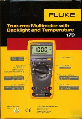 Fluke 179 true rms digital multimeter with temp - mib