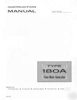 Tek tektronix 180A manual time-mark generator manual