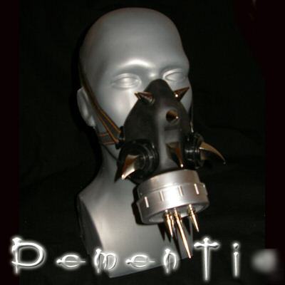 Cyber silver demon spike respirator mask fetish goth 