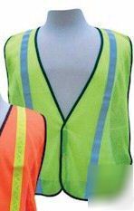 Lime safety vest with reflective stripes, lot of 1