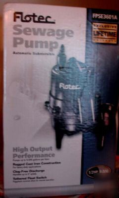 New flotec 1/2 hp sewage pump 9000GPH FPSE3601A *brand *