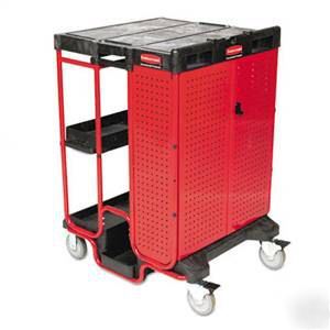 Rubbermaid ladder cart mobile shelf push storage unit