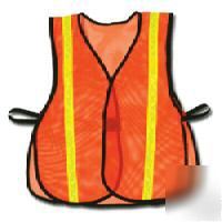 High visibility mesh vest, orange w/yellow, 2 sizes 