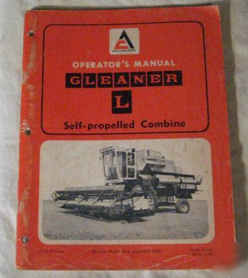  allis-chalmers gleaaner l combine operator's manual