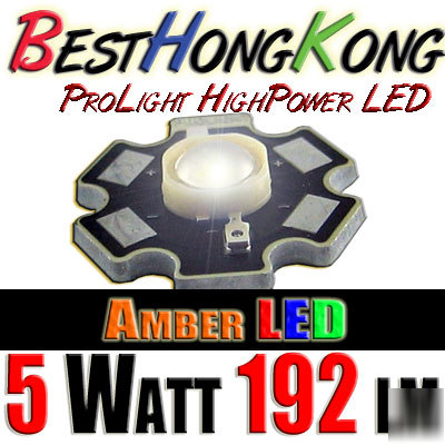 High power led set of 50 prolight 5W amber 192 lumen