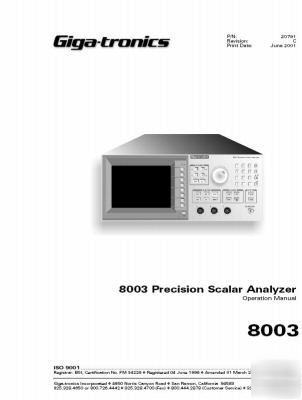 Giga-tronics gigatronics wavetek 8003 operation manual