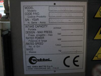 Mattei model erc 1030L 40HP industrial air compressor