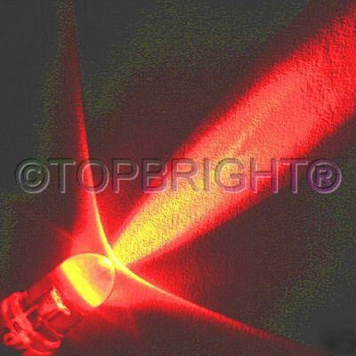 500 pc megabright red led 5MM 30KMCD free resistor