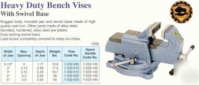 Bison heavy duty bench vise with swivel base 4