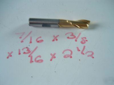 7/16 x 3/8 sh hss endmill 2 fl tin coated usa