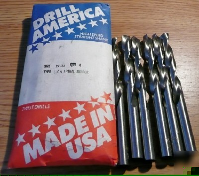 6PC jobber length 27/64 hss drill