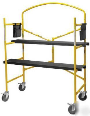 750374 mini scaffold with grab bars, 2 steel platforms