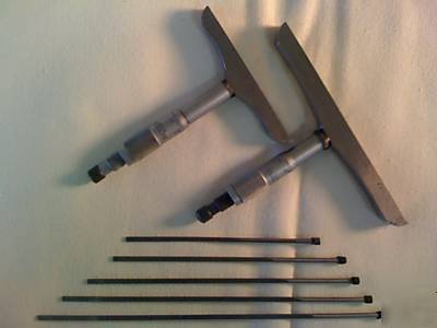 Starrett 449, 445 depth blad micrometer with 6 blades