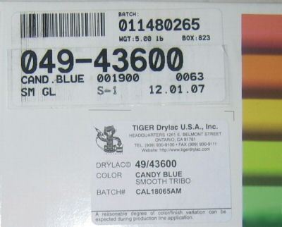 Tiger drylac powder 49/43600 candy blue 5 lb box