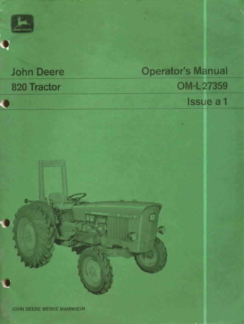 John deere operator's manual 820 tractor tractors good