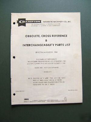 Champion pneumatic obsolete.reference.parts list