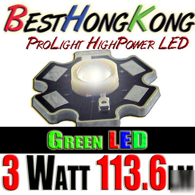 High power led set of 10 prolight 3W green 113.6LM
