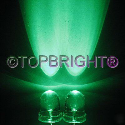 New 200 pcs 8MM wide angle 60KMCD green led f/r 40Â° 