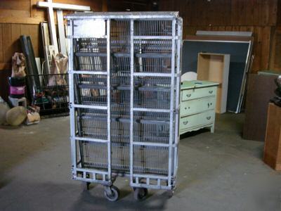 Industrial folding rolling five shelf rack unit