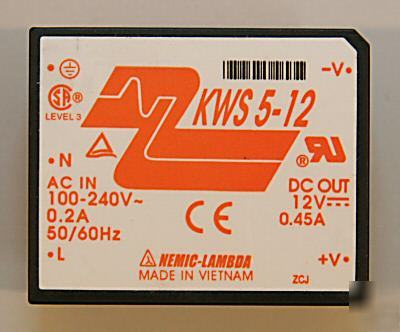 Nemic-lambda ac to dc power converter 12V 0.45A KWS5-12