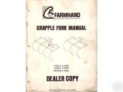 Farmhand H151 H153 grapple fork assembly parts manual