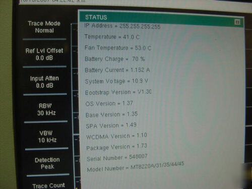 Anritsu mt-8220A umts master/spectrum master